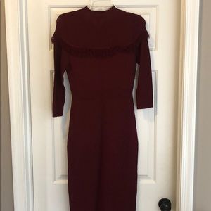 NWOT Eva Mendez maroon midi dress